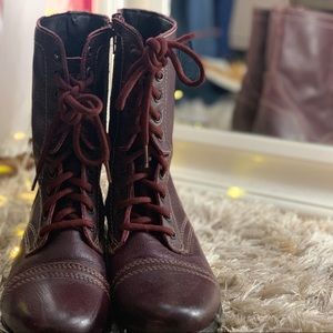 Steve madden troopa combat boots size 8.5 burgundy